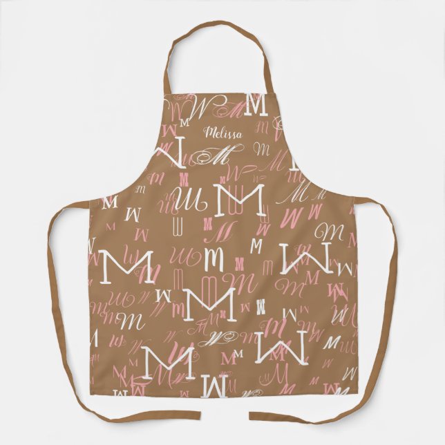 Tablier marron clair initial M (coutume) motif agréable (Recto)