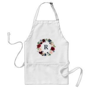 Tablier Marsala et cuisson florale chic minable de cuisine