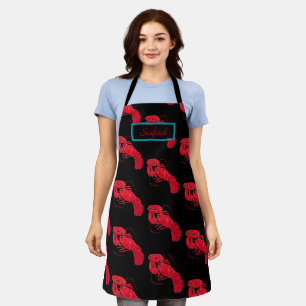 Tablier Marsden Hartley Homard rouge vintage sur fond noir