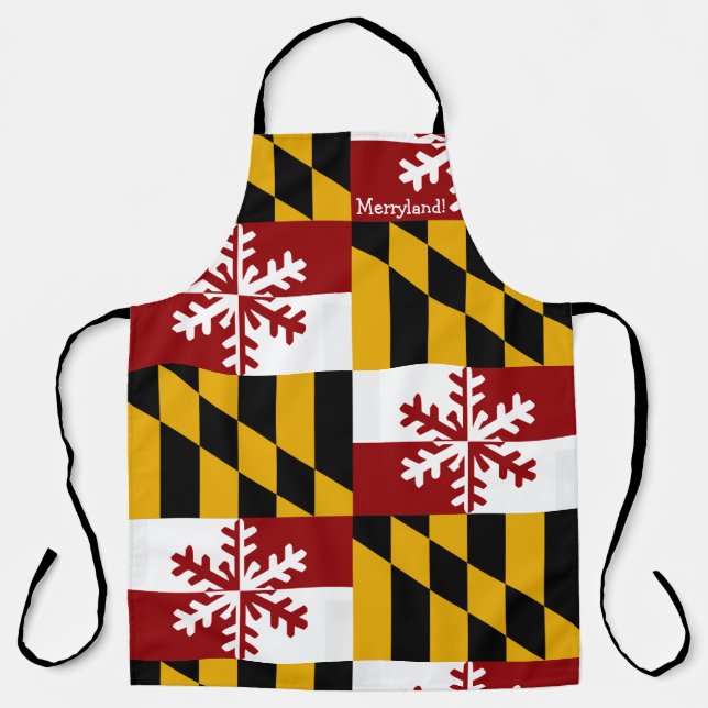 Tablier Maryland Flag Holiday Snowflake Apron (Recto)