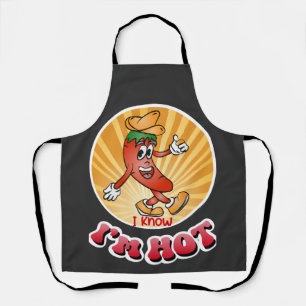 Tablier Mascotte chili vintage Je sais que je suis chaud