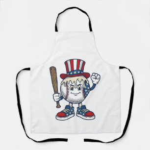 Tablier Mascotte de baseball patriotique dessin de gravure