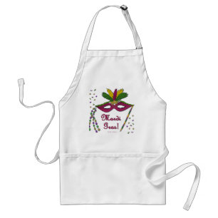 Tablier Masque de Mardi Gras Plumes Perles