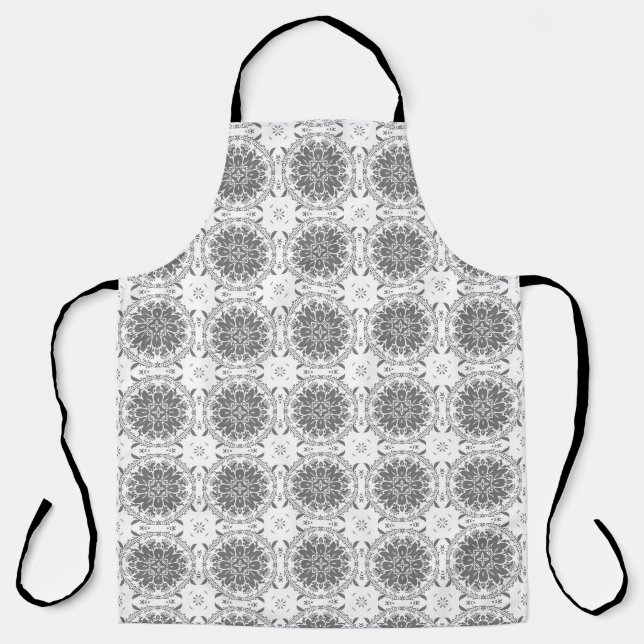 Tablier Masque d'ornement de folklore blanc et gris (Recto)
