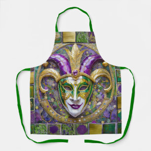 Tablier Masque Mardi Gras Jester Vert Or