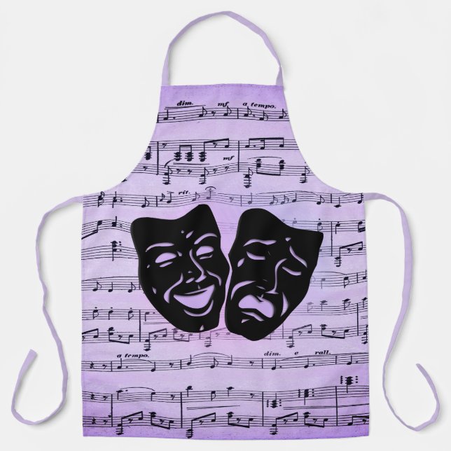 Tablier Masques de musique et de théâtre violets (Recto)