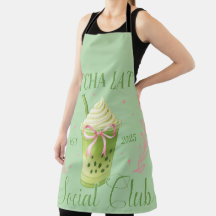 Matcha Latte Social Club Pink et Sage Green Apron