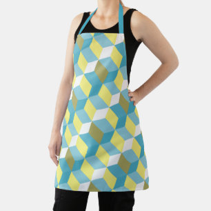 Tablier MCM Aqua Bleu Jaune Motif moderne du milieu du siè