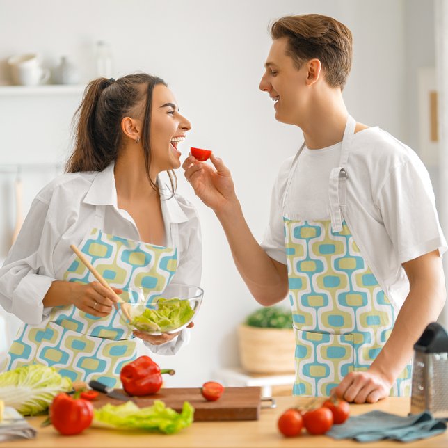 Tablier MCM Aqua Blue Motif moderne tendance du milieu du  (Créateur téléchargé)