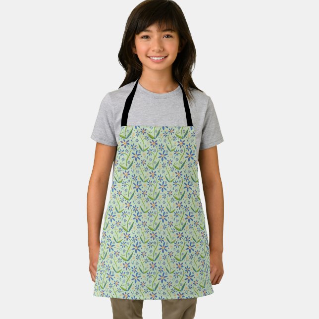 Tablier Meadow | Dancing Watercolor Daisies Kids Apron (Insitu)