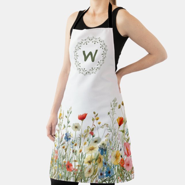 Tablier Meadow Wreath Wildflower Kitchen Apron (Insitu)