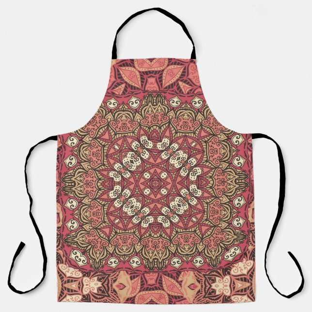 Tablier Médaillon indien, ornement ethnique boho (Recto)