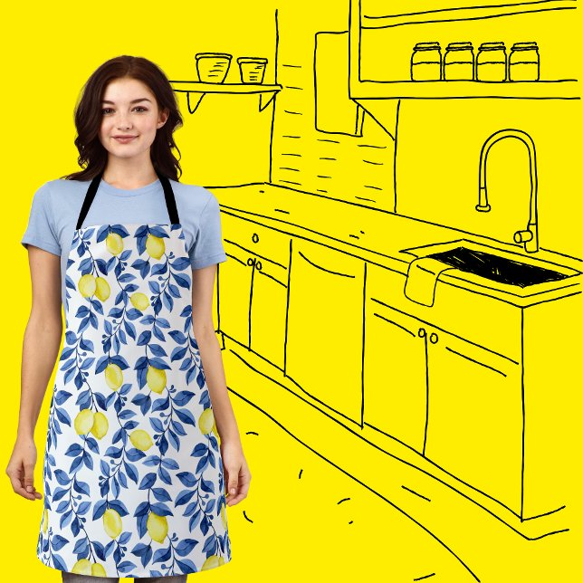 Tablier Mediterrenean Citrus Lemon pattern (Créateur téléchargé)