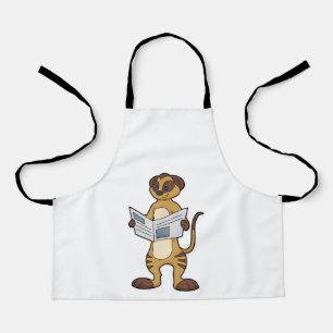 Tablier Meerkat à la lecture d'un journal