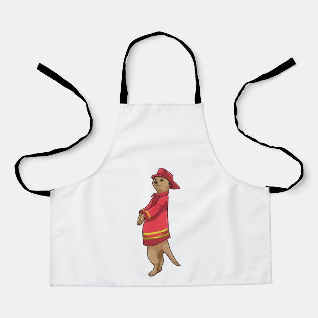 Tablier Meerkat en tant que pompier avec casque (Recto)