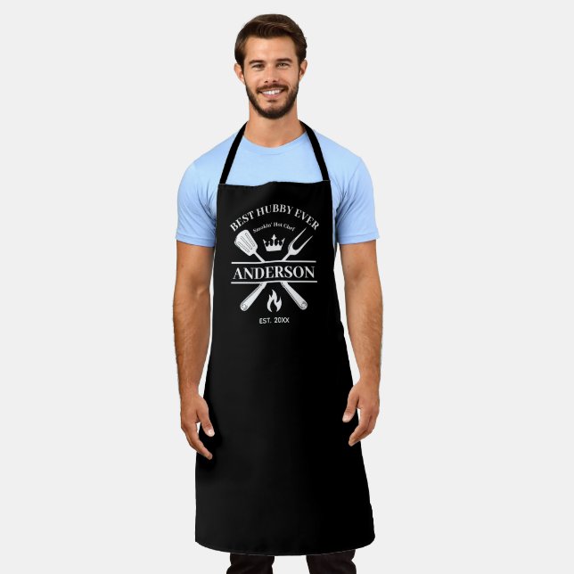 Tablier Meilleur cadeau Hubby Ever BBQ King Couples Person (Porté)