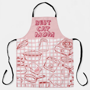 Tablier "Meilleur Chat Maman" Rouge et rose