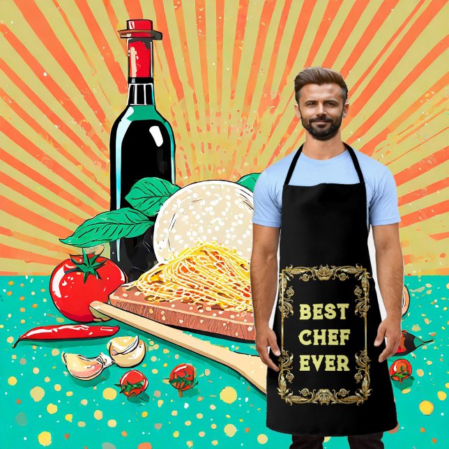 Tablier Meilleur Chef Jamais Fête des pères Moderne Gold C (Best Chef Ever Fathers Day Modern Gold Calligraphy Apron)