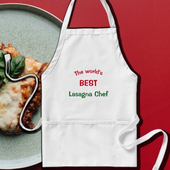 Tablier Meilleur chef lasagne du monde - rouge blanc vert (Créateur téléchargé)