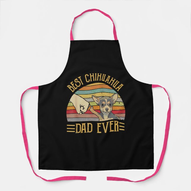 Tablier Meilleur Chihuahua Papa Jamais Retro Vintage Sunse (Recto)