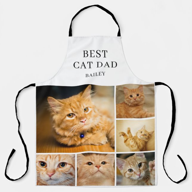 Tablier Meilleur collage photo de papa chat  (Recto)