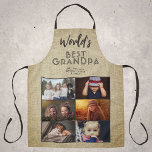 Tablier Meilleur grand-père du monde Rustic Custom 6 Photo<br><div class="desc">Rustic World's Best Grand-pa Custom 6 Photo Collage Apron. 6 photos et le meilleur grand-père du monde en typographie moderne sur un arrière - plan beige rustique. Personnalisez le tablier avec vos photos. Un grand cadeau et un joli souvenir pour un grand-père pour la fête des pères, l'anniversaire ou Noël....</div>
