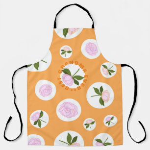 Tablier Meilleur Motif de fleurs rose orange jamais grand-