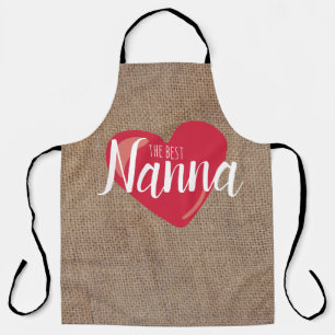 Tablier Meilleur Nanna Faux Burlap Red Heart Texte personn