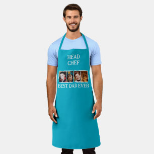 Tablier Meilleur Papa Chef de Cuisine 4 photo blanc bleu