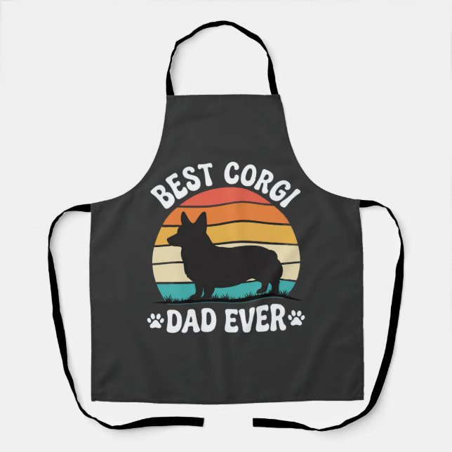 Tablier Meilleur Papa Corgi Rétro Chien (Recto)