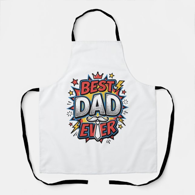 Tablier Meilleur Papa de tous les temps Comic Gravure vint (Recto)