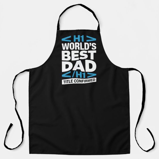 Tablier Meilleur Papa du Monde Code HTML H1 pour Grillades (Recto)