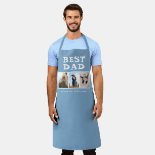 Tablier Meilleur papa Famille 3 Photo Collage Keepsaké ble