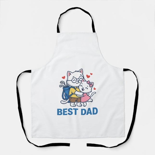 Tablier Meilleur Papa Golf Chat Câlin Mignon Design Vector (Recto)