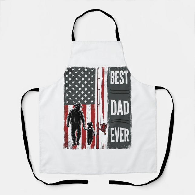 Tablier Meilleur Papa Jamais Drapeau de Pêche Design Vecto (Recto)