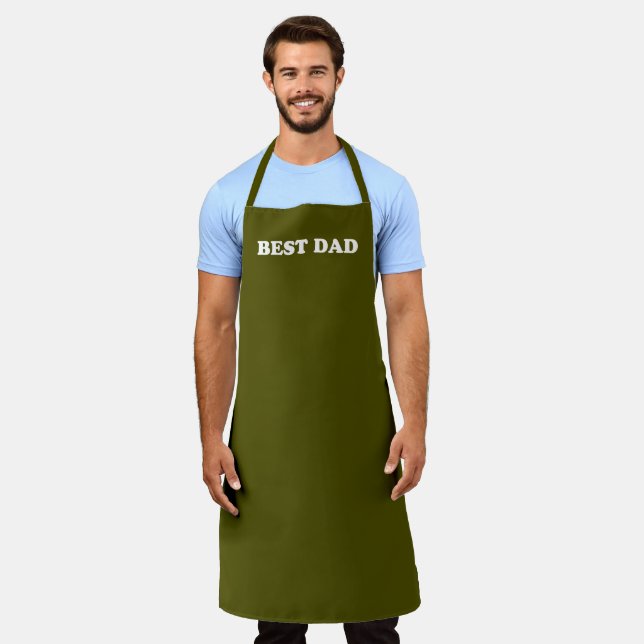 Tablier Meilleur papa mousse d'olive vert moderne typograp (Porté)