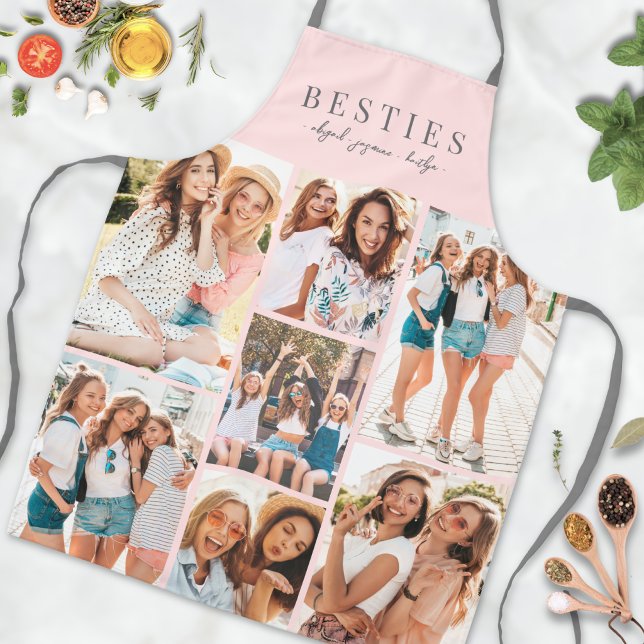 Tablier Meilleure Amie Rose Collage Photo Meilleure Copine (Best Friend Pink BFF Photo Collage Apron )