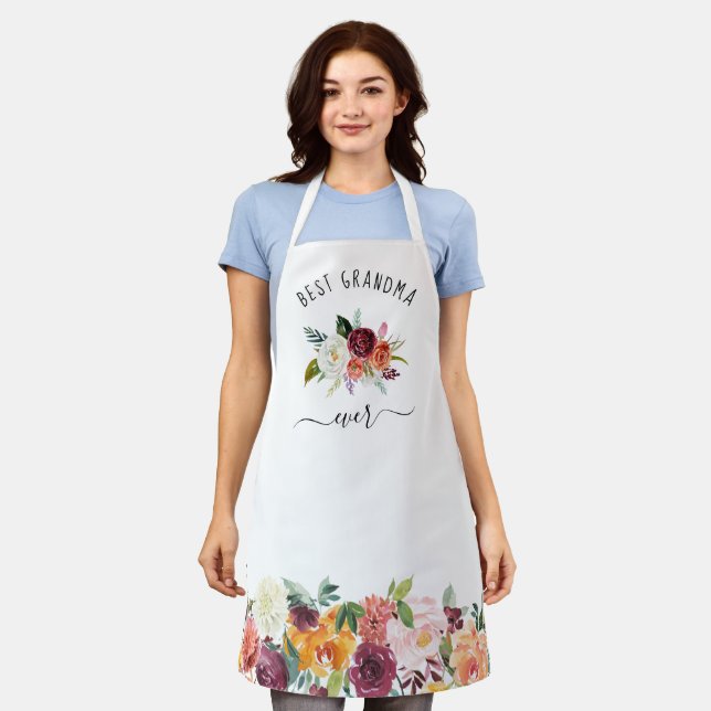 Tablier Meilleure grand-mère | Floral tendance Boho Bourgo (Porté)