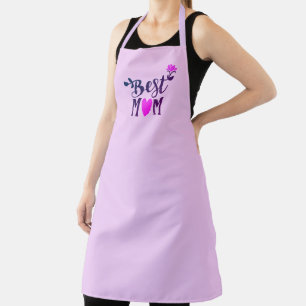 Tablier Meilleure maman, Fleurs Violettes, Lavande Pale