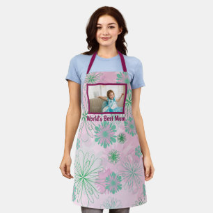 Tablier Meilleure maman Florale Photo Adulte Apron au mond