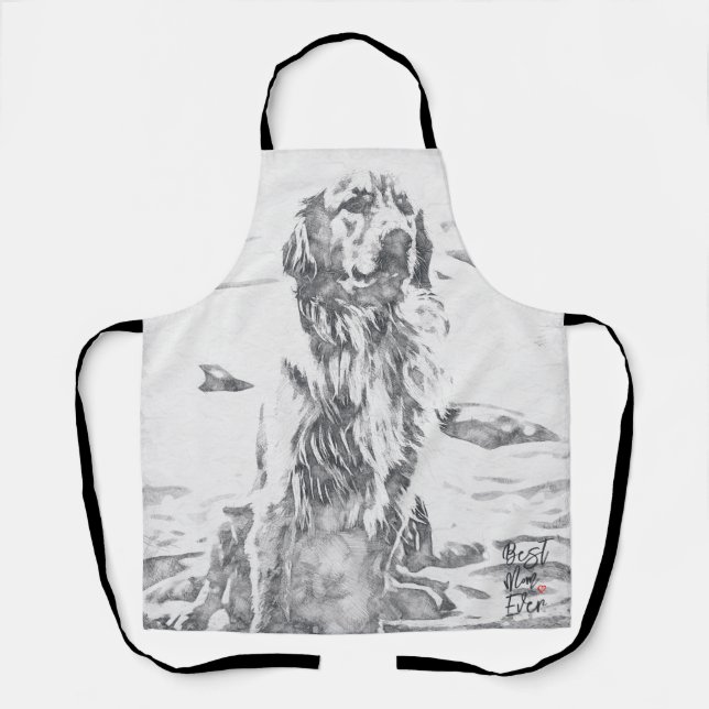Tablier Meilleure Maman Golden Retriever Art (Recto)