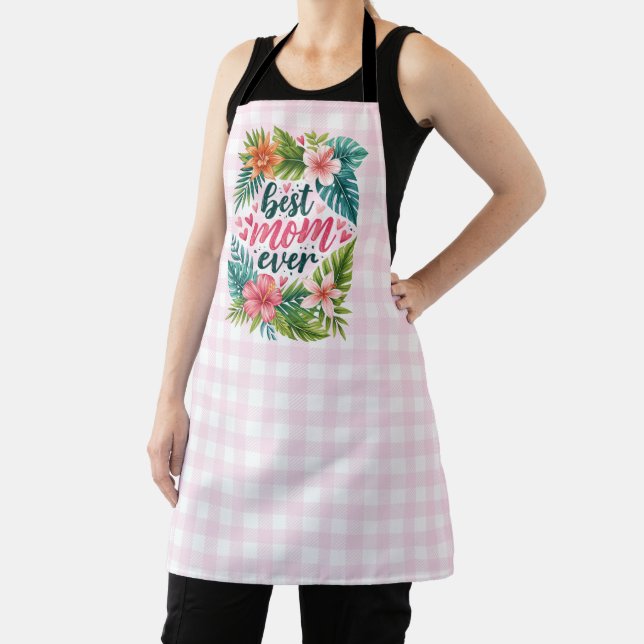 Tablier Meilleure Maman Jamais Fleur Tropicale Fête des Mè (Insitu)