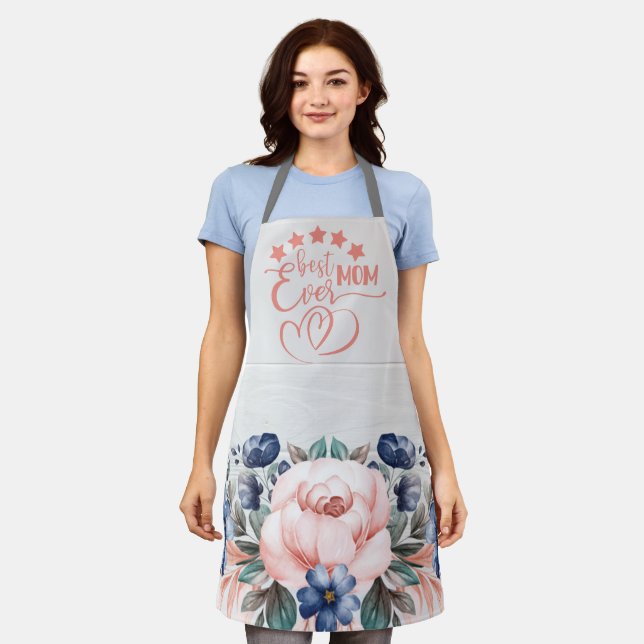 Tablier Meilleure maman jamais Rustique Boho Floral Fête d (Porté)