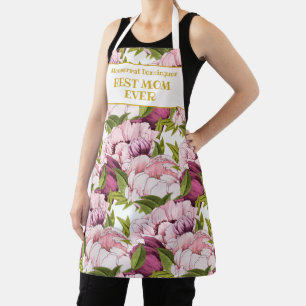 Tablier Meilleure Maman Jour Personnalisé Gold Nom Peony r
