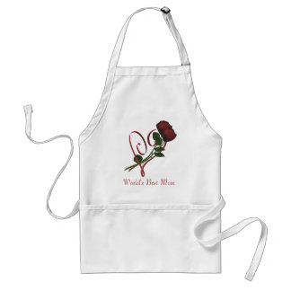 Tablier Meilleure maman Rouge Roses Fleur Coeur du monde
