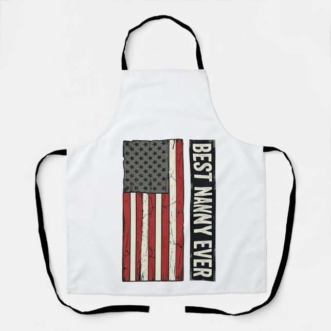 Tablier Meilleure Nounou Patriote Vintage Drapeau Chemise  (Recto)