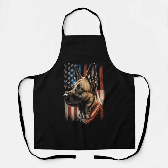 Tablier Memorial Day Belgique Malinois Américain Drapeau U (Recto)