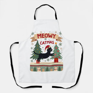 Tablier Meowy Catmas, Sweat-shirt de Noël laid, Chat de No