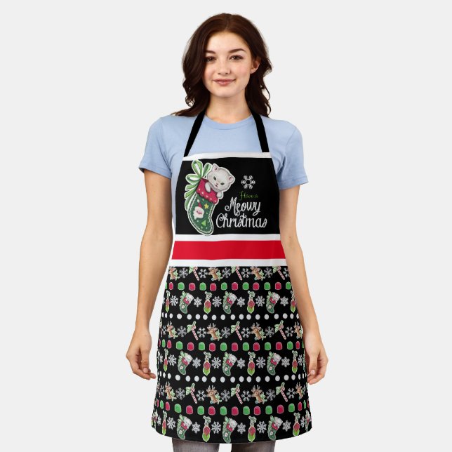Tablier Meowy Christmas Apron (Porté)
