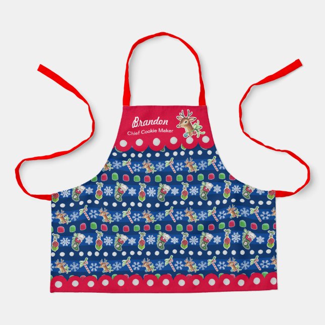 Tablier Meowy Christmas Joyeux Rindeer Apron (Recto)